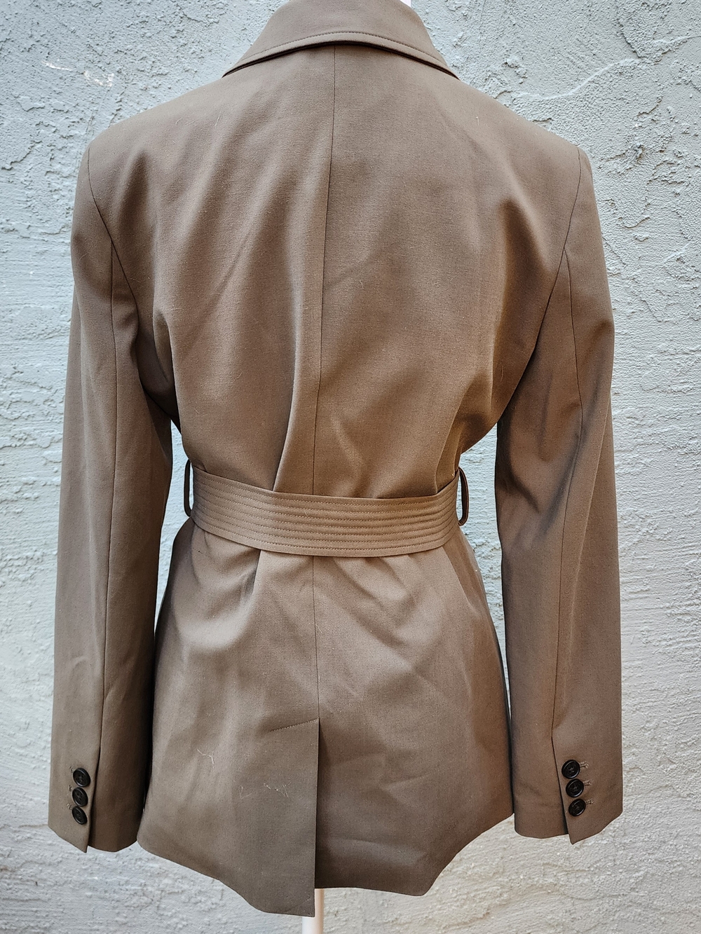 Calvin Klein Khaki Tan Belted Safari Blazer Jacket Utility Cargo Size 6 - Picture 9 of 16